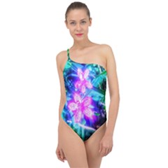 Glowing Flowers Classic One Shoulder Swimsuit by okhismakingart