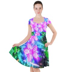 Glowing Flowers Cap Sleeve Midi Dress by okhismakingart