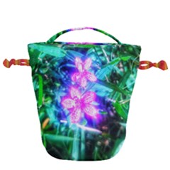 Glowing Flowers Drawstring Bucket Bag by okhismakingart