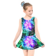 Glowing Flowers Kids  Skater Dress Swimsuit by okhismakingart