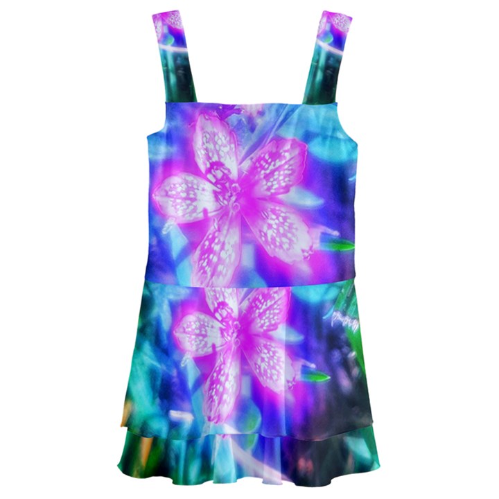 Glowing Flowers Kids  Layered Skirt Swimsuit