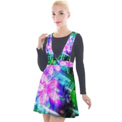 Glowing Flowers Plunge Pinafore Velour Dress by okhismakingart