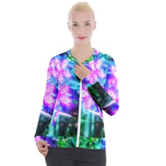 Glowing Flowers Casual Zip Up Jacket