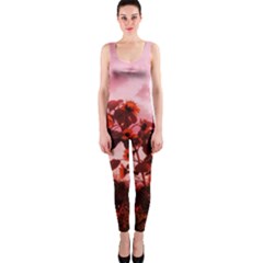 Red Sunflowers One Piece Catsuit by okhismakingart