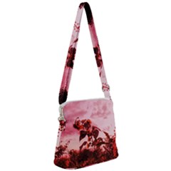 Red Sunflowers Zipper Messenger Bag