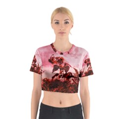 Red Sunflowers Cotton Crop Top by okhismakingart