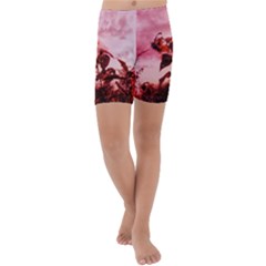 Red Sunflowers Kids  Lightweight Velour Capri Yoga Leggings