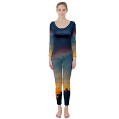 Muted Sunset Long Sleeve Catsuit by okhismakingart