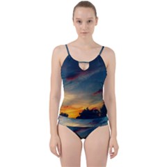 Muted Sunset Cut Out Top Tankini Set by okhismakingart