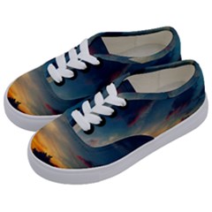 Muted Sunset Kids  Classic Low Top Sneakers by okhismakingart