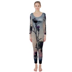 Hazy Thistles Long Sleeve Catsuit by okhismakingart