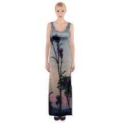 Hazy Thistles Maxi Thigh Split Dress by okhismakingart