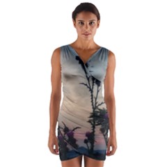 Hazy Thistles Wrap Front Bodycon Dress by okhismakingart