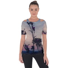 Hazy Thistles Shoulder Cut Out Short Sleeve Top by okhismakingart