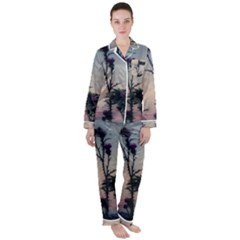 Hazy Thistles Satin Long Sleeve Pyjamas Set