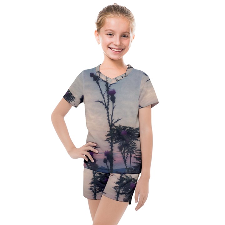 Hazy Thistles Kids  Mesh Tee and Shorts Set