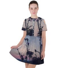 Hazy Thistles Short Sleeve Shoulder Cut Out Dress  by okhismakingart