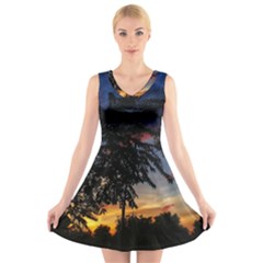 Sumac Sunset V-neck Sleeveless Dress by okhismakingart