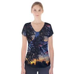 Sumac Sunset Short Sleeve Front Detail Top by okhismakingart