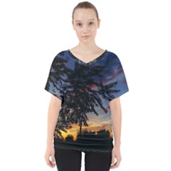 Sumac Sunset V-neck Dolman Drape Top by okhismakingart