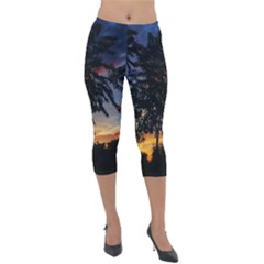 Sumac Sunset Lightweight Velour Capri Leggings 