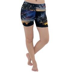 Sumac Sunset Lightweight Velour Yoga Shorts by okhismakingart