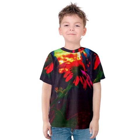 Neon Cone Flower Kids  Cotton Tee by okhismakingart