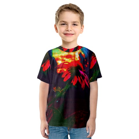 Neon Cone Flower Kids  Sport Mesh Tee by okhismakingart