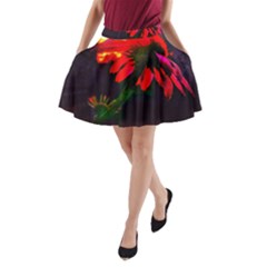 Neon Cone Flower A-line Pocket Skirt by okhismakingart