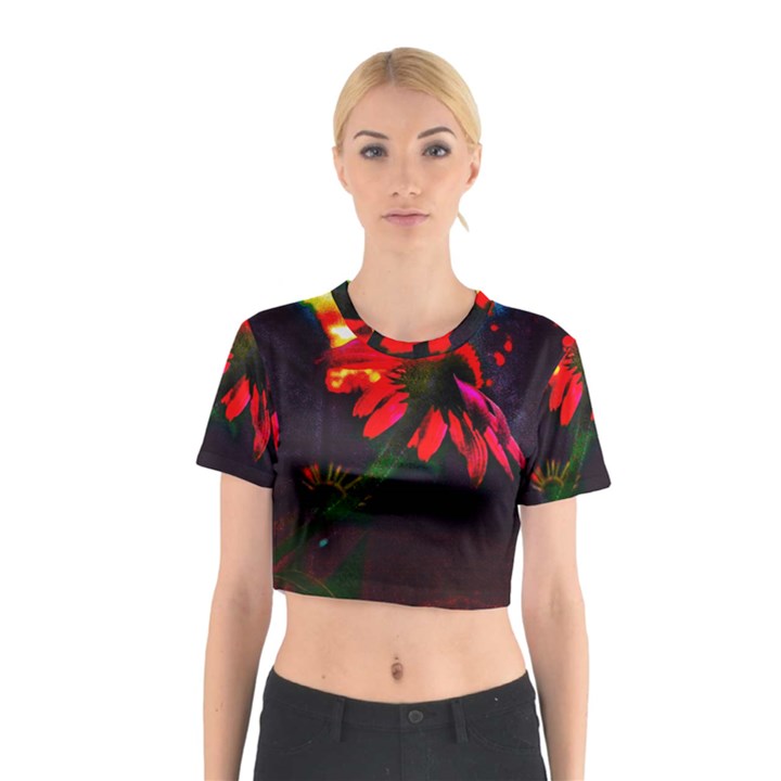 Neon Cone Flower Cotton Crop Top