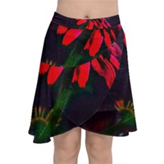 Neon Cone Flower Chiffon Wrap Front Skirt by okhismakingart