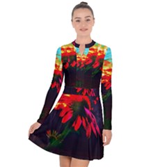 Neon Cone Flower Long Sleeve Panel Dress by okhismakingart