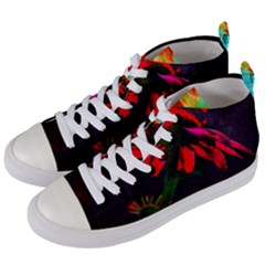 Neon Cone Flower Women s Mid-top Canvas Sneakers by okhismakingart