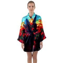 Neon Cone Flower Long Sleeve Kimono Robe by okhismakingart