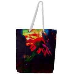 Neon Cone Flower Full Print Rope Handle Tote (large) by okhismakingart