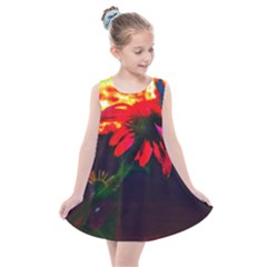 Neon Cone Flower Kids  Summer Dress by okhismakingart