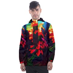 Neon Cone Flower Men s Front Pocket Pullover Windbreaker by okhismakingart