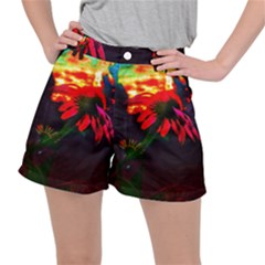 Neon Cone Flower Stretch Ripstop Shorts by okhismakingart