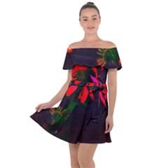 Neon Cone Flower Off Shoulder Velour Dress by okhismakingart