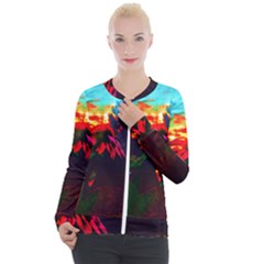 Neon Cone Flower Casual Zip Up Jacket