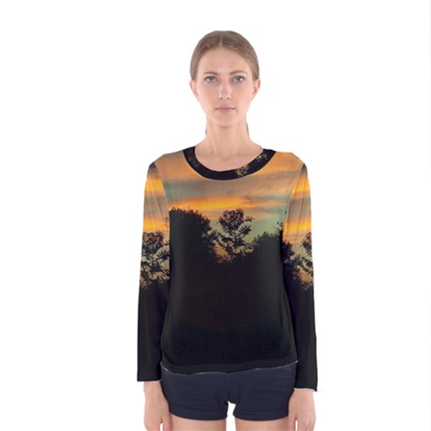 Pale Orange Sunset Women s Long Sleeve Tee by okhismakingart