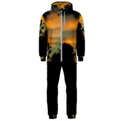 Pale Orange Sunset Hooded Jumpsuit (men)  by okhismakingart