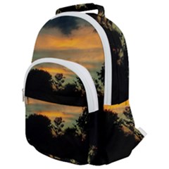 Pale Orange Sunset Rounded Multi Pocket Backpack