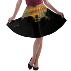 Pale Orange Sunset A-line Skater Skirt by okhismakingart