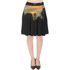 Pale Orange Sunset Velvet High Waist Skirt by okhismakingart