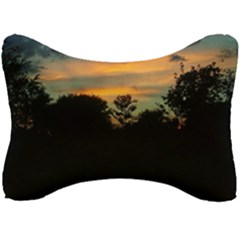 Pale Orange Sunset Seat Head Rest Cushion by okhismakingart