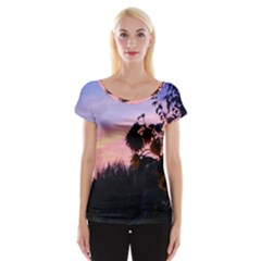 Sunflower Sunset Ii Cap Sleeve Top by okhismakingart