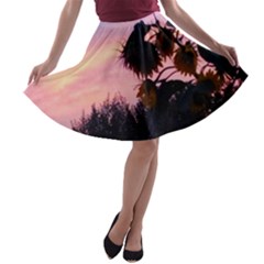 Sunflower Sunset Ii A-line Skater Skirt by okhismakingart