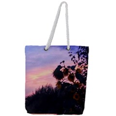 Sunflower Sunset Ii Full Print Rope Handle Tote (large) by okhismakingart