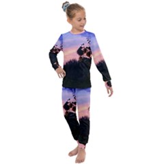 Sunflower Sunset Ii Kids  Long Sleeve Set  by okhismakingart